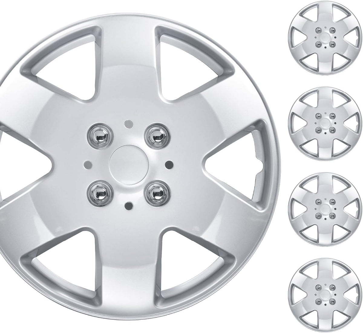 BDK 15 Inch Replacement Hubcaps for Cars (Set of 4), Wheel Cover Hub Cap