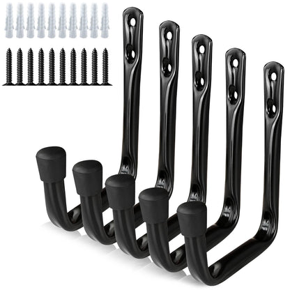 Dreecy J Utility Hooks for Hanging Heavy Duty Garage Storage Utility Hooks for Garage Wall, Color Black, 6 Pack