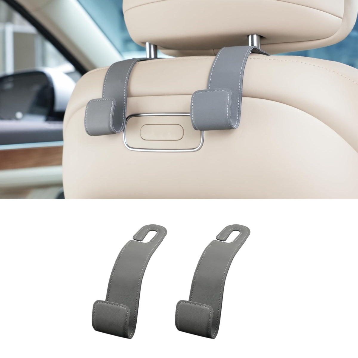2 Pack Purse Holder for Car, Universal Leather Car Seat Hook, Car Organizer