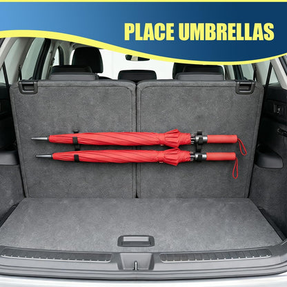 2PCS Car Umbrella Hooks, Multifunctional Auto Trunk Storage Organizer with Double Hook, Universal No Drilling Stable Vehicle Interior Umbrella Holder for Most Cars (Black)
