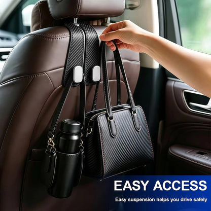 Car Purse Hook, 4-Pack Leather Headrest Hooks for Car