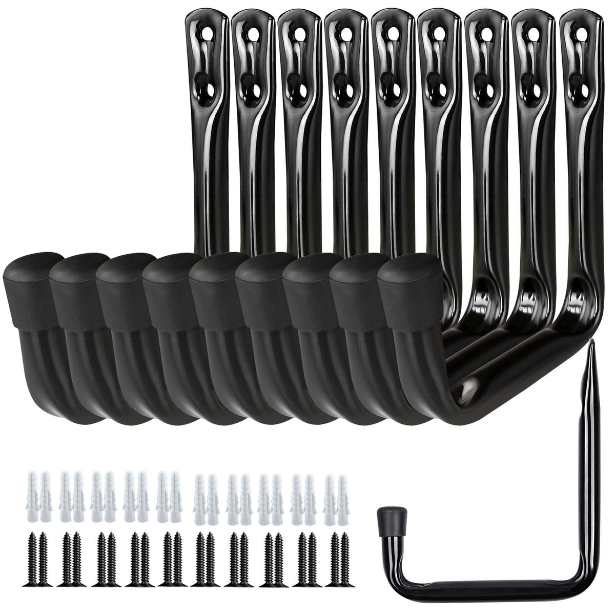 Dreecy J Utility Hooks for Hanging Heavy Duty Garage Storage Utility Hooks for Garage Wall, Color Black, 6 Pack