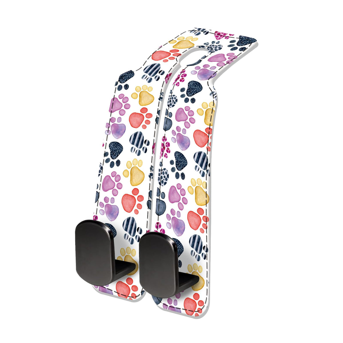 Car Seat Headrest Hook, Universal Leather Cute Hanger Holder Hook, Storage Organizer Interior Accessories for Purse Bags Handbag Retro Cowhide Plaid