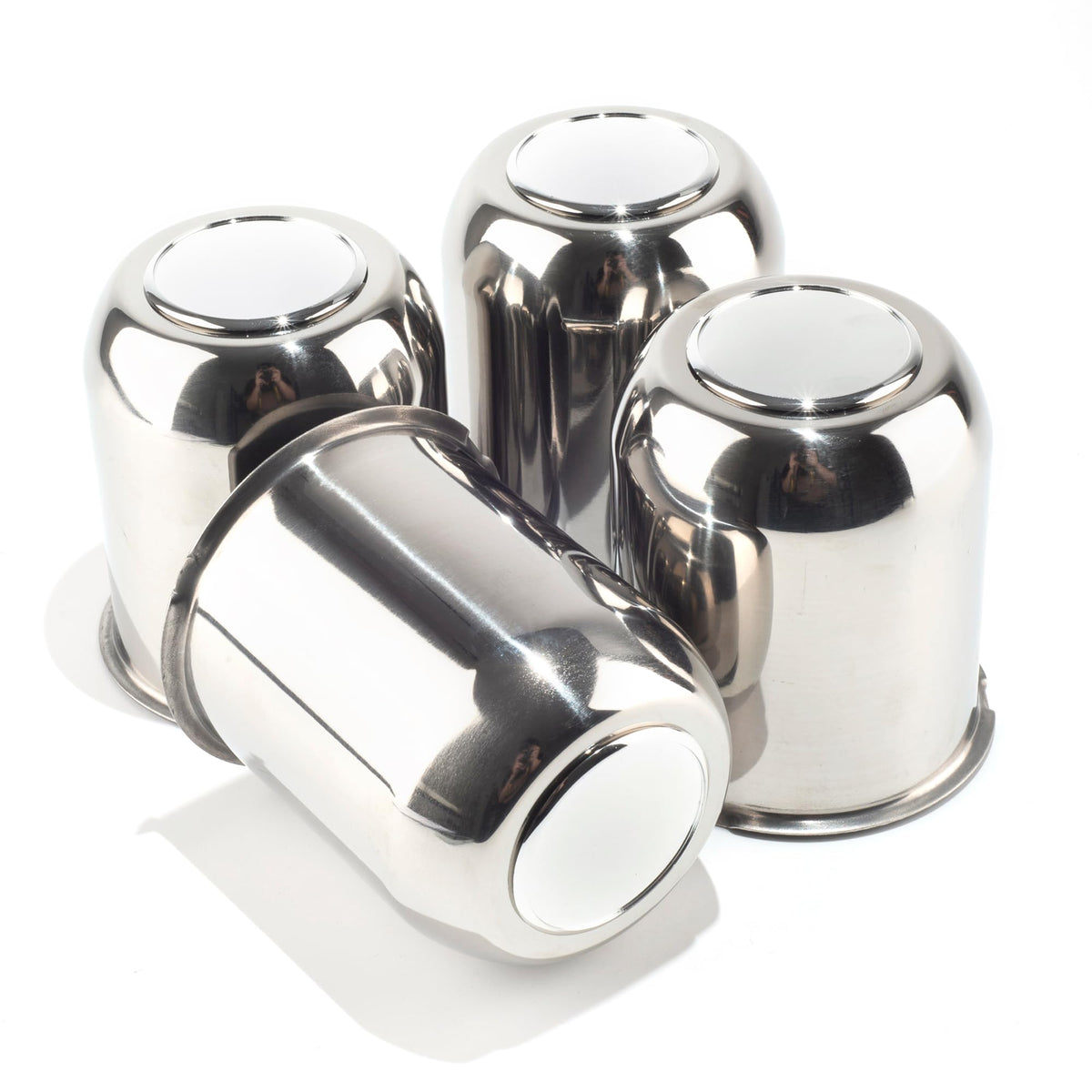 4Pcs 4.25" Stainless Trailer Wheel Center Caps, 4.29" H Chrome