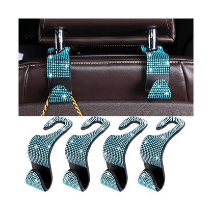 Zpana 4PCS Bling Car Seat Headrest Hooks, Crystal Rhinestones, Pink