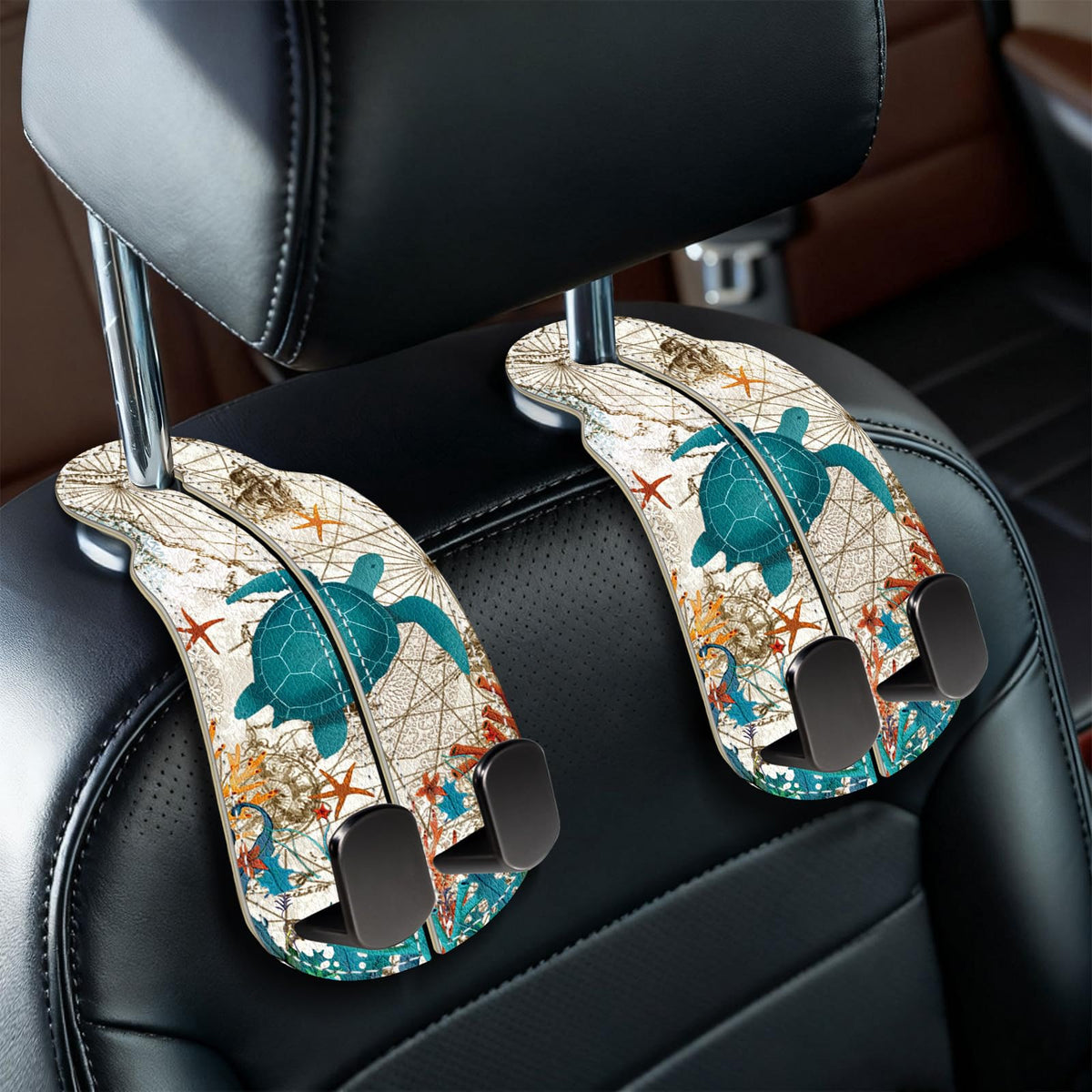 Blusabaca 2PCS Car Seat Headrest Hooks, Purses Bags Holder, Sunflower