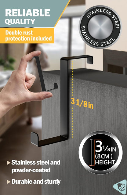 Menz Over the Door Hooks 10 Pack, 2-Sided Fits 1 3/8" & 1 3/4" Door, Bathroom Towel Hook with Anti-Scratch Pads, and Non-Slip Dots, L 3" Wreath Hanger Thin Overdoor Organizer Dorm Travel Essentials