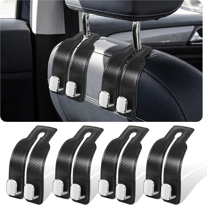 Car Purse Hook, 4-Pack Leather Headrest Hooks for Car
