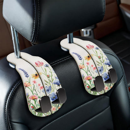 Blusabaca 2PCS Car Seat Headrest Hooks, Purses Bags Holder, Sunflower