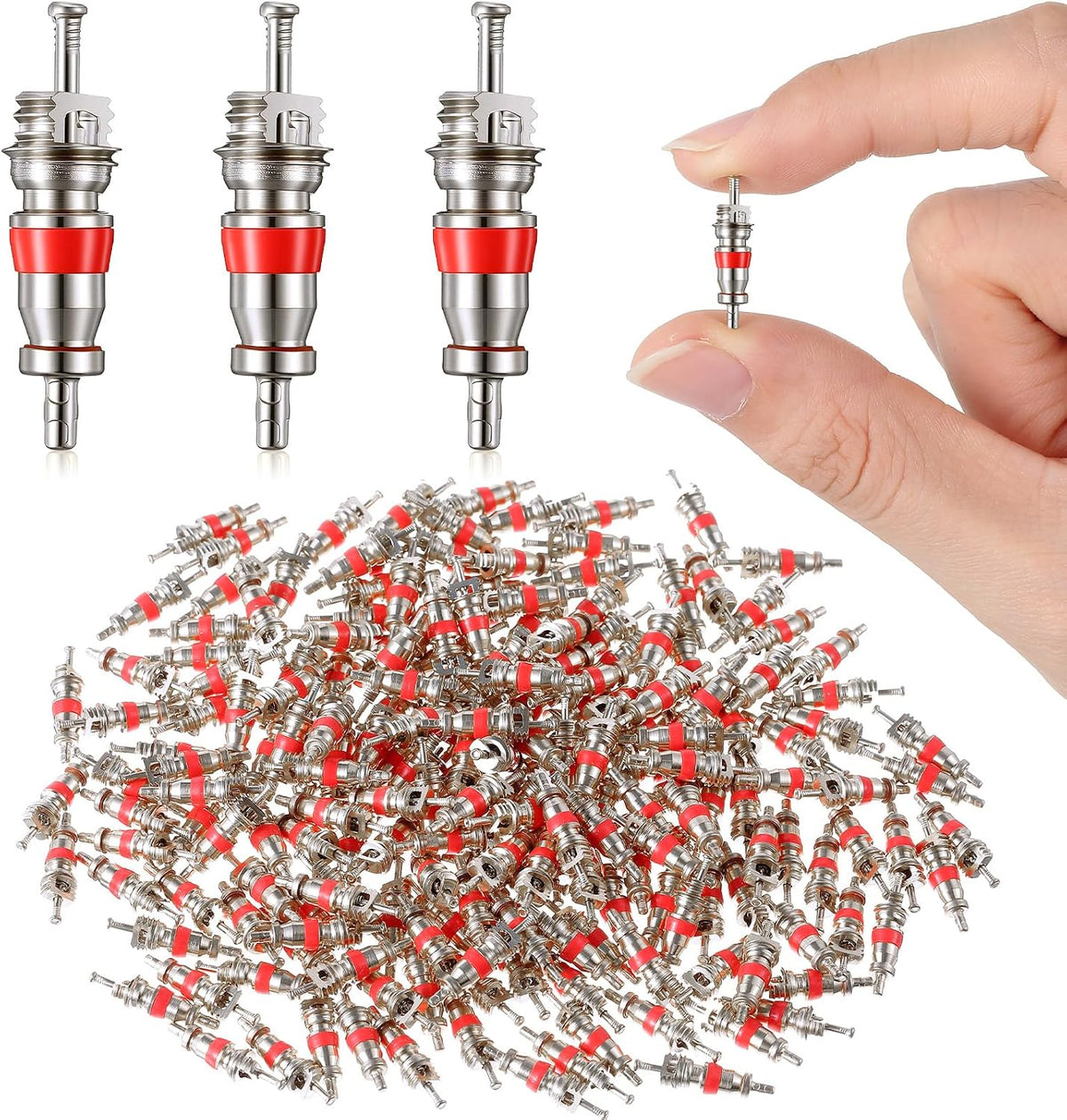 1000 Pcs Premium Tire Valve Cores, Zinc Alloy Valve Stem Core Replacement, TPMS Safe, Individually Packed, Universal for Most Automotive Car Truck Rv ATV Motorcycle Bicycle Air Conditioning