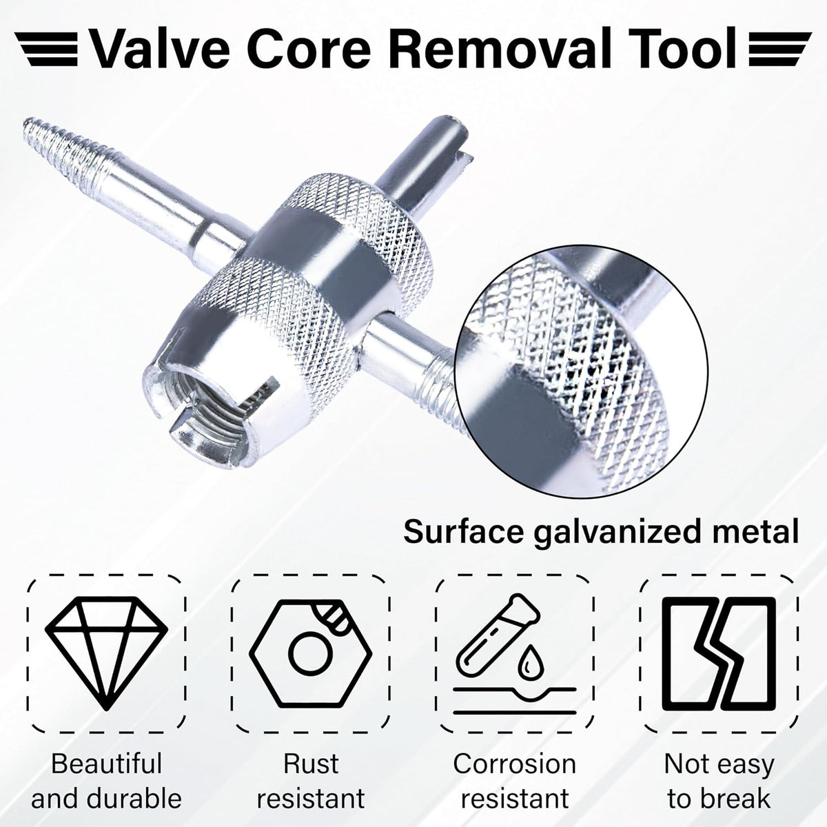 2 PCS 4-Way Tire Valve Stem Removal Tool, 4-in-1 Valve Core Removal Tool