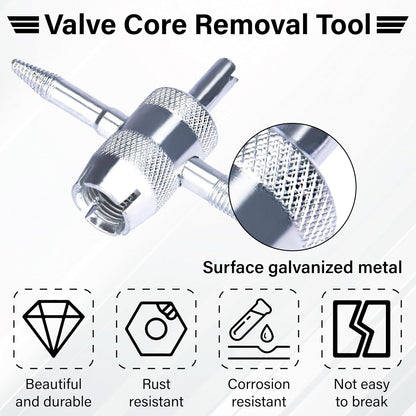2 PCS 4-Way Tire Valve Stem Removal Tool, 4-in-1 Valve Core Removal Tool