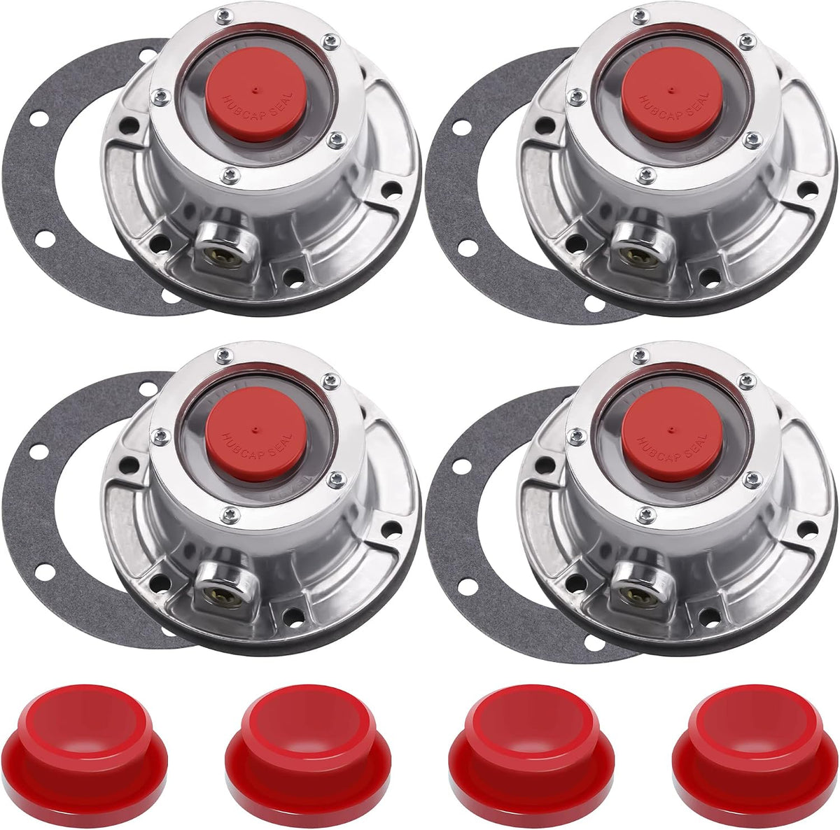 4Pcs 343-4024 Aluminum Hub Cap with Gaskets & Plugs