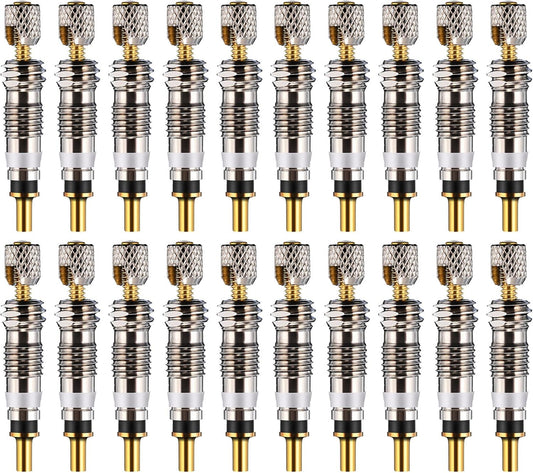 20 Pieces Presta Valve Core Replacement, Brass Tubeless for Road MTB Bike