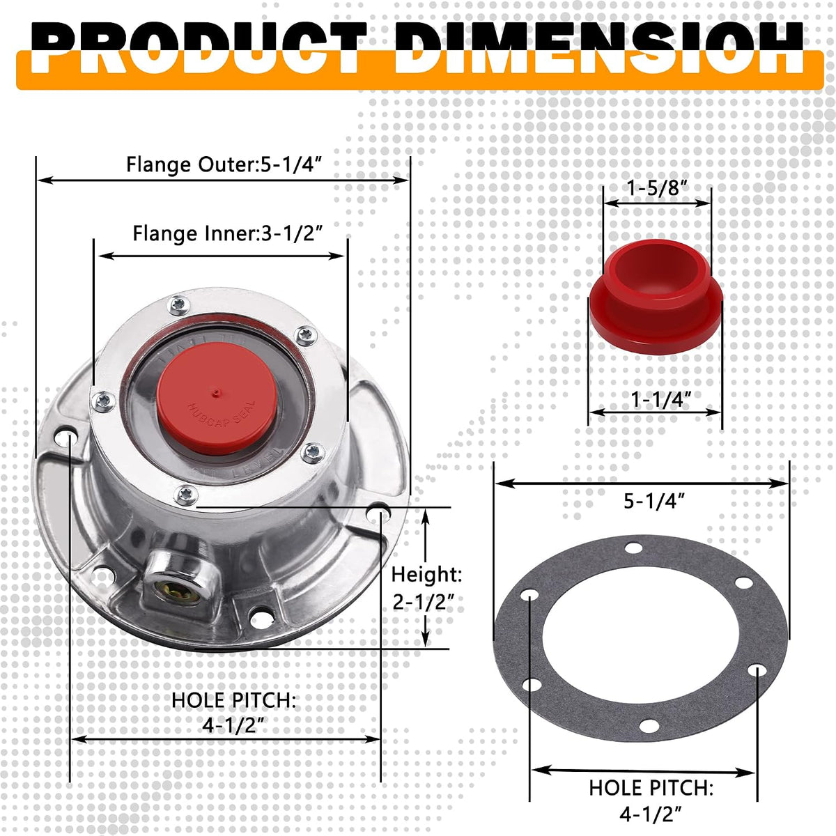 4Pcs 343-4024 Aluminum Hub Cap with Gaskets & Plugs