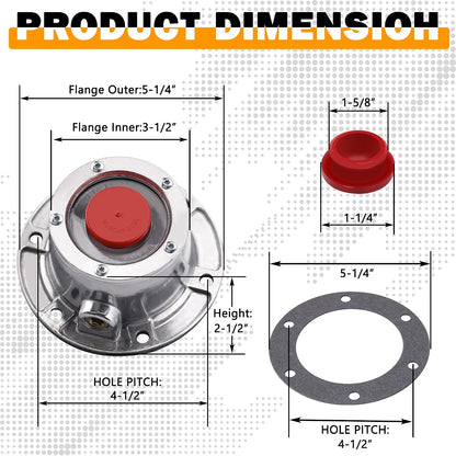 4Pcs 343-4024 Aluminum Hub Cap with Gaskets & Plugs