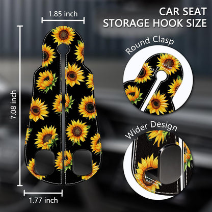 Blusabaca 2PCS Car Seat Headrest Hooks, Purses Bags Holder, Sunflower