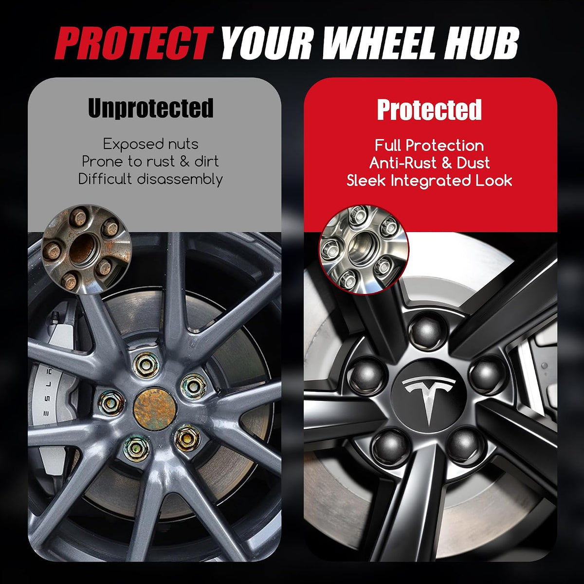 4 Pack Car Wheel Center Hub Cap Kit with 22 Lug Nut Covers