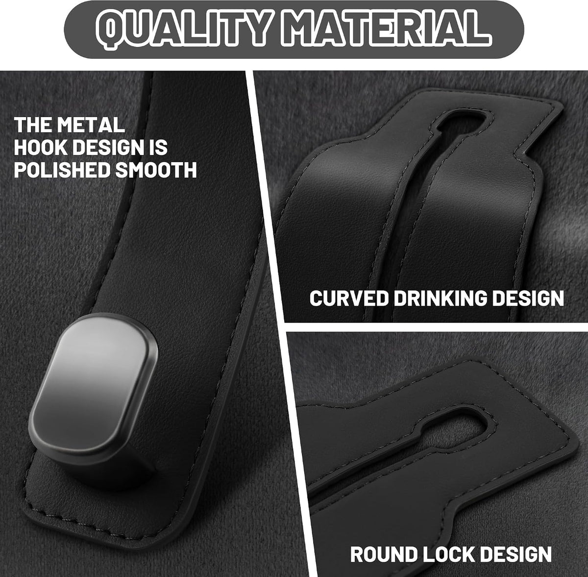 Amelity Car Seat Headrest Hooks, Car Hooks for Purses and Bags 2 Pack