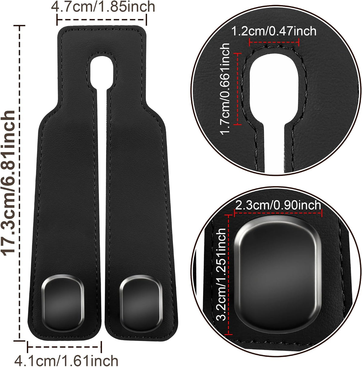 Amelity Car Seat Headrest Hooks, Car Hooks for Purses and Bags 2 Pack