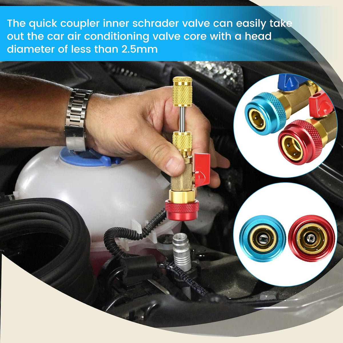 AC Schrader Valve Core Remover Tool Kit, R134a R1234YF R22