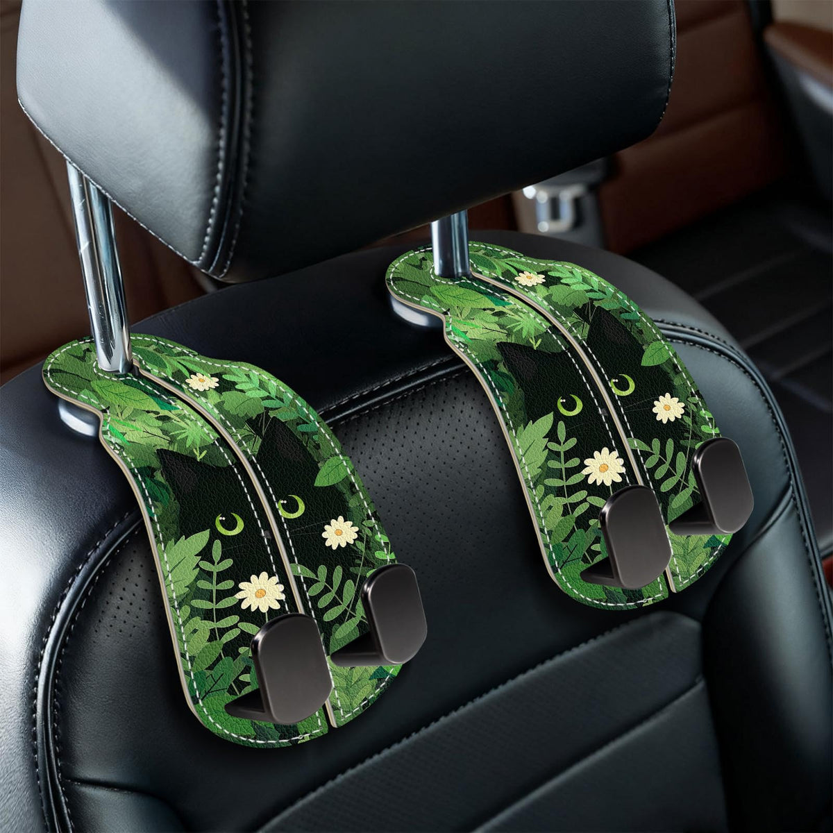 Blusabaca 2PCS Car Seat Headrest Hooks, Purses Bags Holder, Sunflower