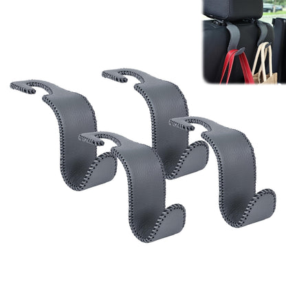 Car Seat Headrest Hook 55lb Heavy Duty Metal Hanger with Leather for Bags