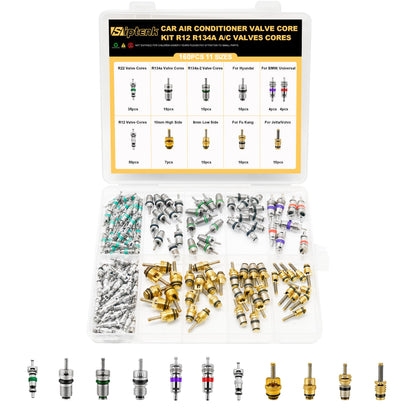 Siptenk 160PCS Car A/C Valve Cores, A/C R12 R134a Schrader Valve Kit