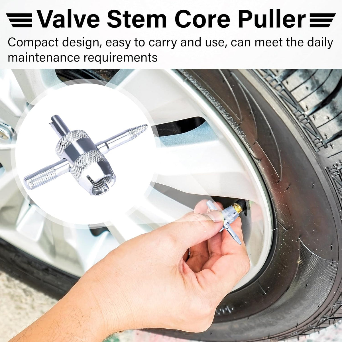 2 PCS 4-Way Tire Valve Stem Removal Tool, 4-in-1 Valve Core Removal Tool