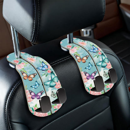 Blusabaca 2PCS Car Seat Headrest Hooks, Purses Bags Holder, Sunflower