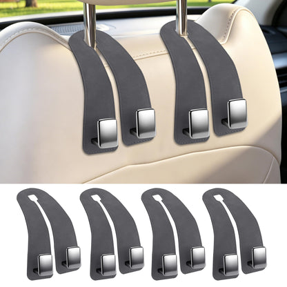Amooca Car Headrest Hooks 2-Pack Suede Seat Organizer with Metal Core