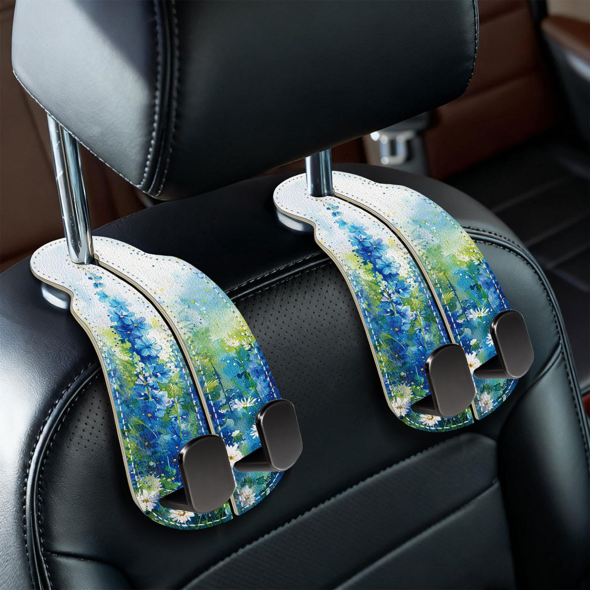 Blusabaca 2PCS Car Seat Headrest Hooks, Purses Bags Holder, Sunflower