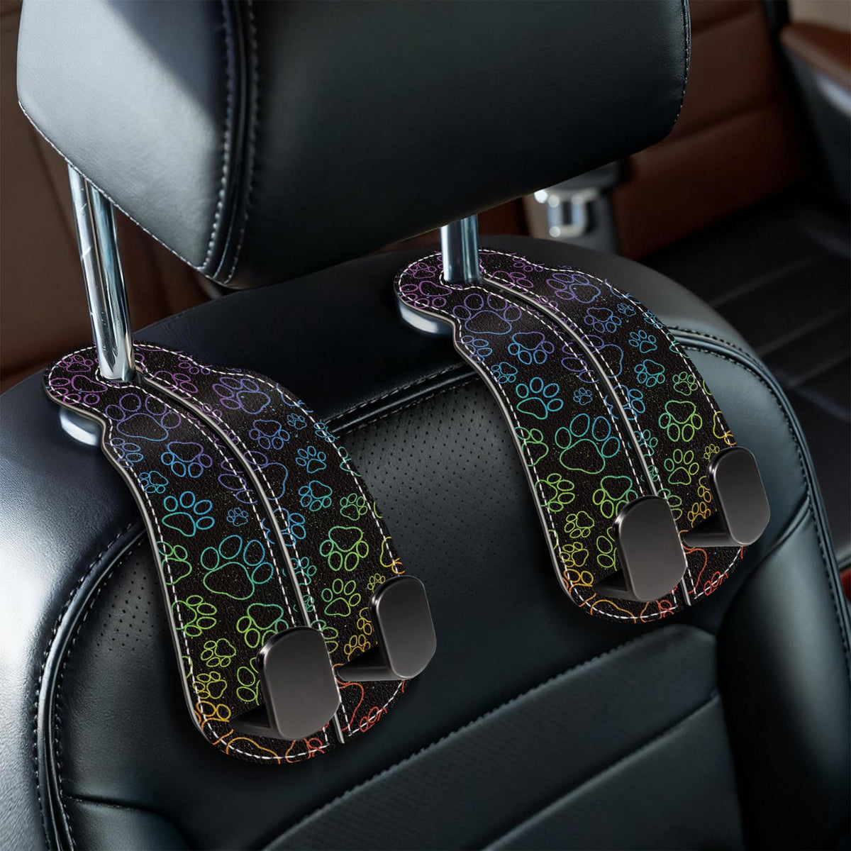 Blusabaca 2PCS Car Seat Headrest Hooks, Purses Bags Holder, Sunflower