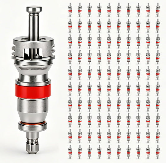 JUSTHERE 100Pcs Premium Tyre Tire Valve Cores, Valve Stem Cores Replacement Kit, Valve Stem Core Part Replacement, Universal for Most Models of Cars, Trucks, Motorcycles and Bicycles