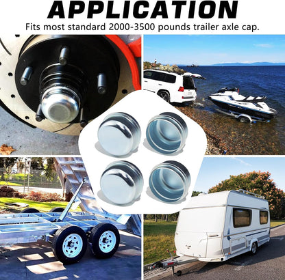 4pcs 1.98'' Trailer Hub Dust Caps for 2000 3500 lb Axle Spindle