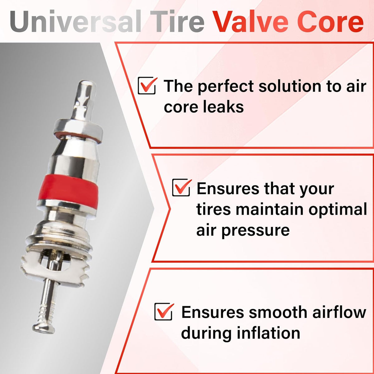 100 PCS Schrader Tire Valve Cores, Copper-Plated Chrome Valve Stem Cores
