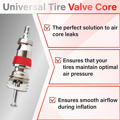 100 PCS Schrader Tire Valve Cores, Copper-Plated Chrome Valve Stem Cores