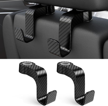 Amooca Car Seat Hooks Anti-drop Headrest Storage Hanger Universal Fit Automotive Organizer for Purse Bag Coat 2 Pack (Black Checkered)