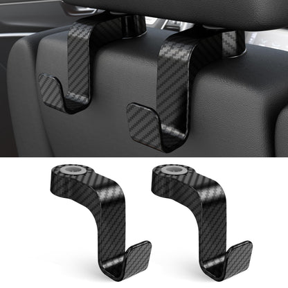 Amooca Car Seat Hooks Anti-drop Headrest Storage Hanger Universal Fit Automotive Organizer for Purse Bag Coat 2 Pack (Black Checkered)
