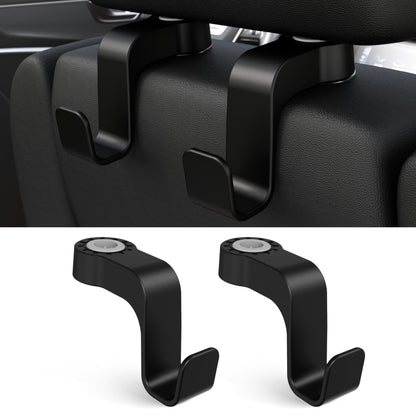 Amooca Car Seat Hooks Anti-drop Headrest Storage Hanger Universal Fit Automotive Organizer for Purse Bag Coat 2 Pack (Black Checkered)