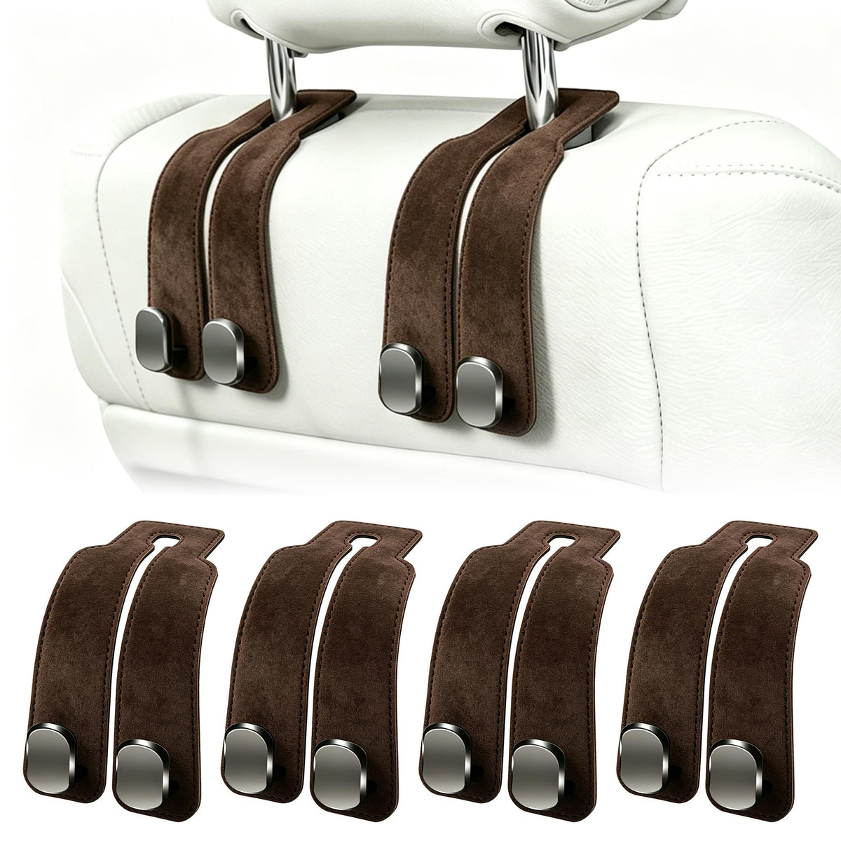 Amelity Car Headrest Hooks, Purse Hook for Car 2 Pack Black