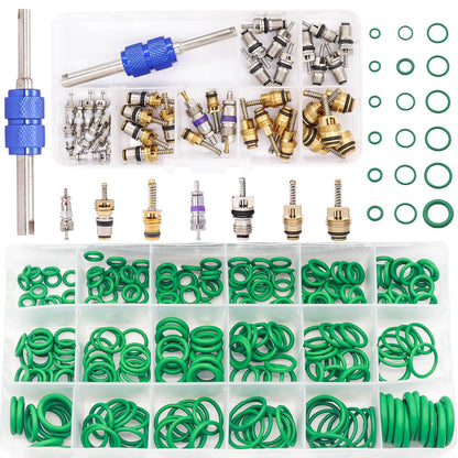 TWTADE R134A Valve Core Quick Remover Installer Tool Kit - High Low Pressure Car A/C Valve Core Removal Tool, Schrader Valve Stem Cores & Seal Caps for R12 R134a Refrigeration Air Conditioner System