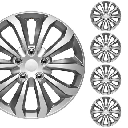 BDK 15 Inch Snap-On Hubcap Wheel Covers (Set of 4), 6-Spoke Original Design