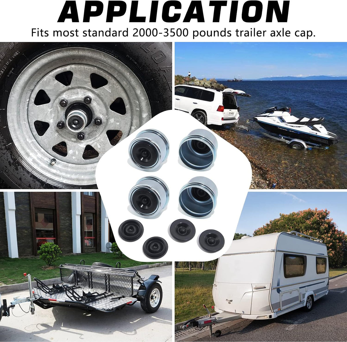 4pcs 1.98'' Trailer Hub Dust Caps for 2000 3500 lb Boat RV Trailer