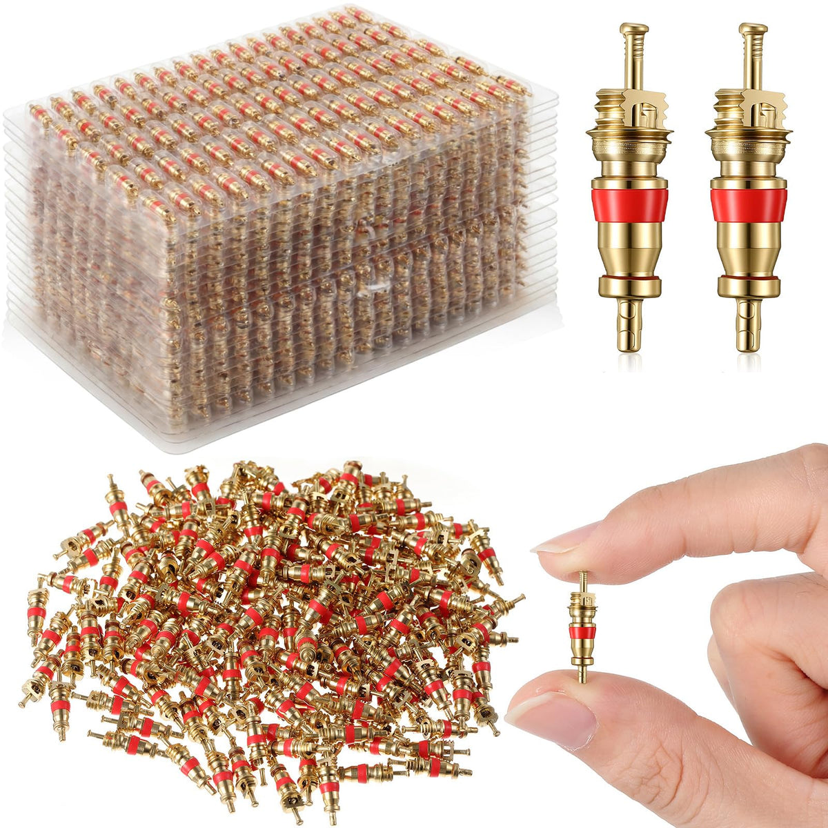 1000 Pcs Premium Tire Valve Cores, Zinc Alloy Valve Stem Core Replacement, TPMS Safe, Individually Packed, Universal for Most Automotive Car Truck Rv ATV Motorcycle Bicycle Air Conditioning