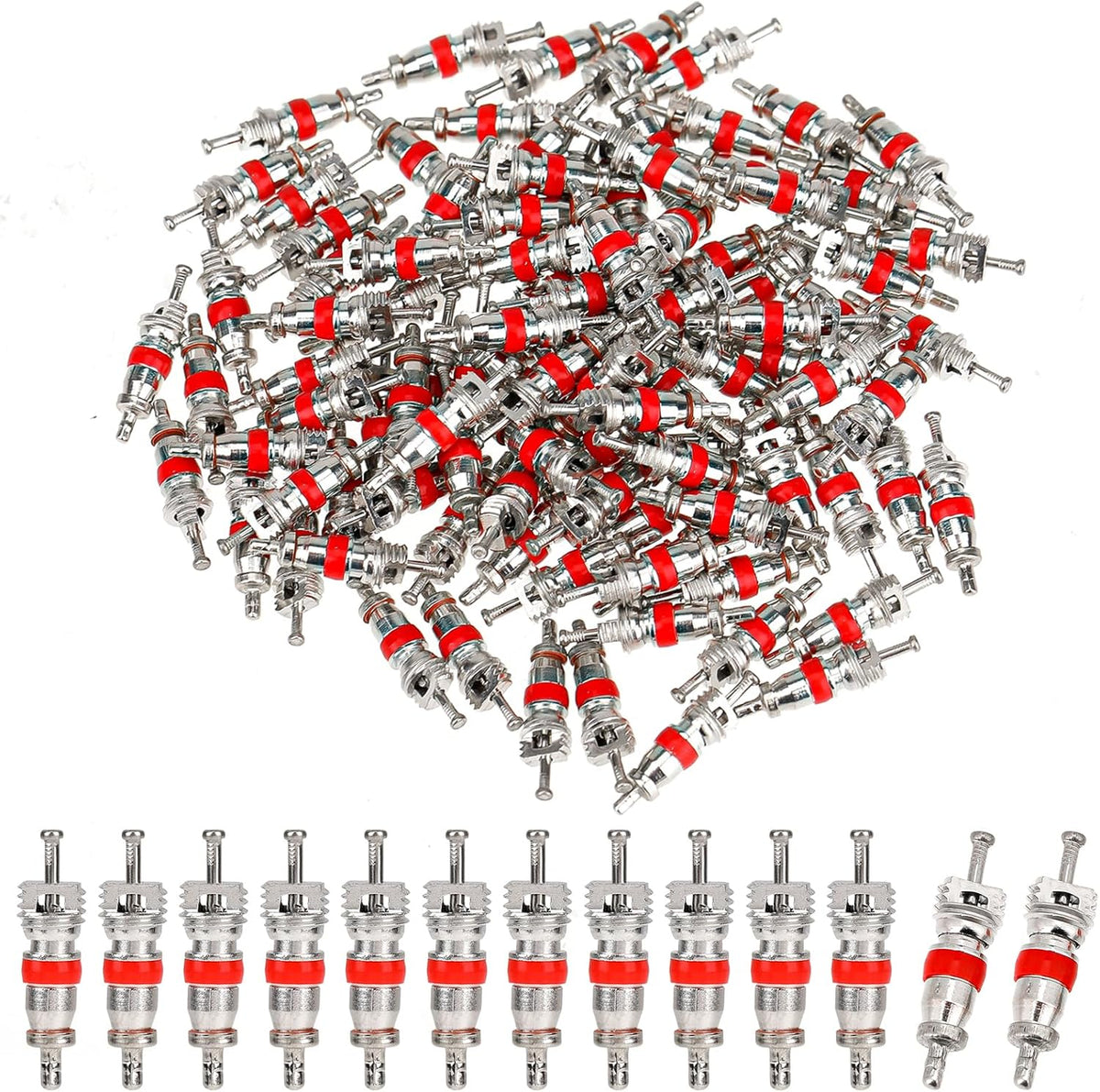 100pcs Valve Stem Core Replacement Kit, Premium Tyre Tire Valve Cores, Tire Valve Stems Standard Valve Core, Universal Tire Valve Core for Most Models of Cars, Trucks, Motorcycles and Bicycles