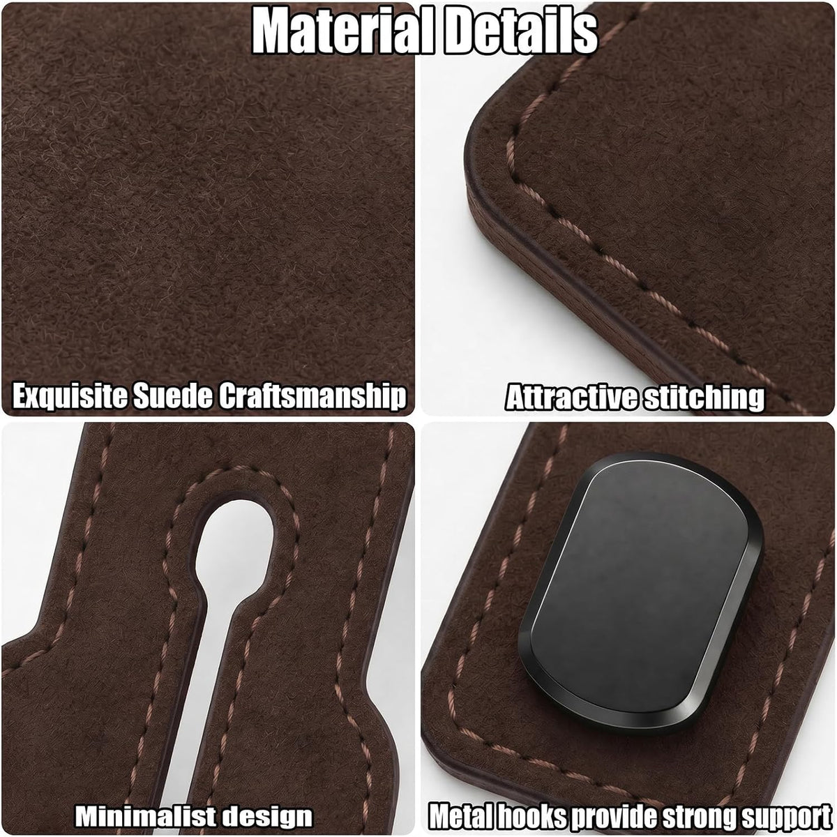2 Pcs Purse Hook for Car, Leather Headrest Hooks for Car Seat, Universal Car Hooks Bag Holder for Purses, Handbags, Grocery Bags, Vehicle Seat Back Storage Organizer (Brown)
