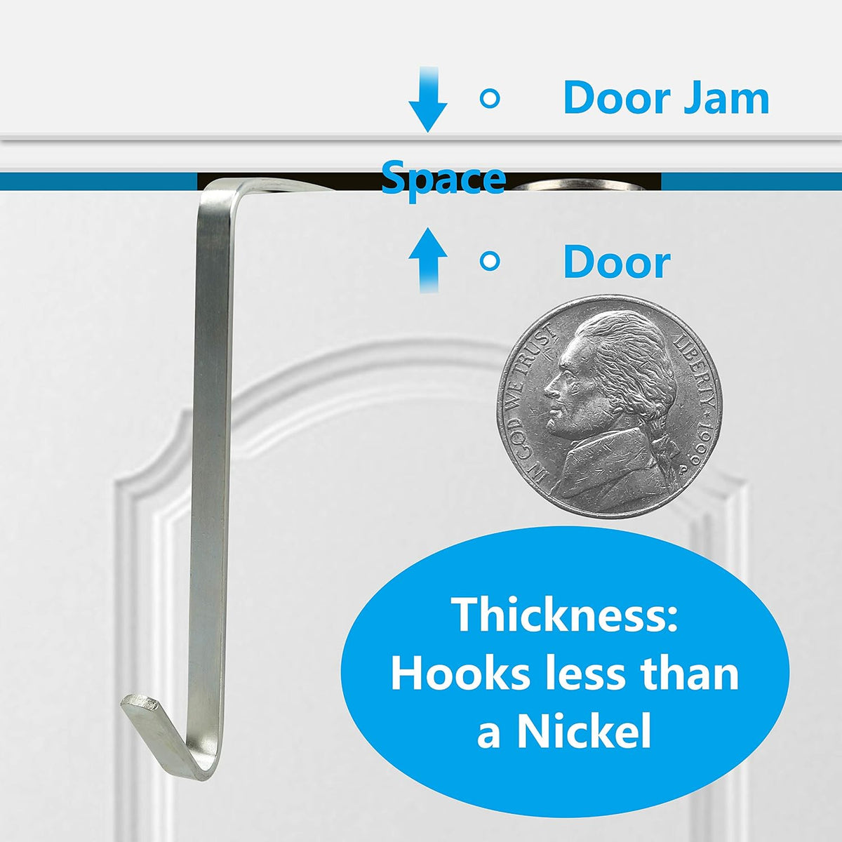 Vantasii 10 Pack Over The Door Metal Hook Hanger to Fit Interior Doors with Thickness from 1.65"