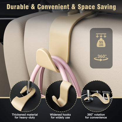 4-Pack Car Headrest Hooks Holds 55lbs Seat Storage Organizer for Bags