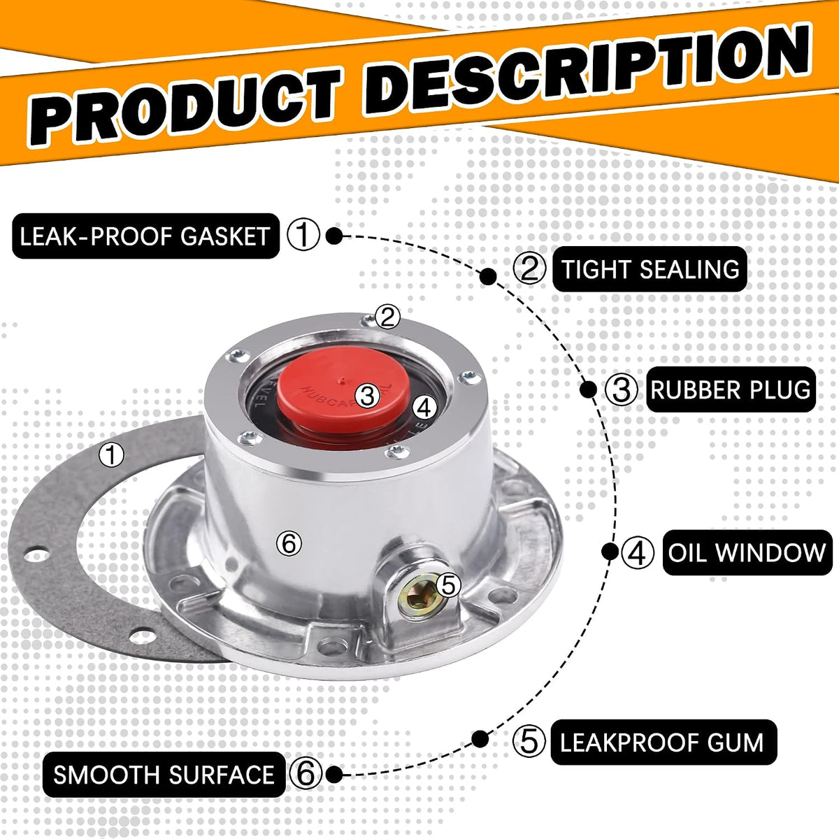 4Pcs 343-4024 Aluminum Hub Cap with Gaskets & Plugs